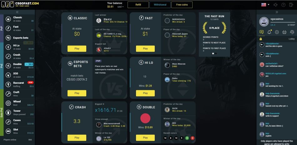 CSGOFast Code : hic8x0-csgo - use it to get free coins  | VGO Casinos