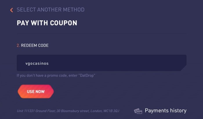 Use datdrop promo code : vgocasinos for free coins  | VGOCasinos